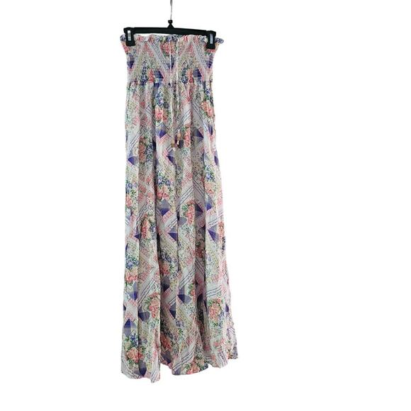 Maaji Women's Multicolor Floral Smocked High Waist Boho Maxi Skirt Size Small - Picture 1 of 8